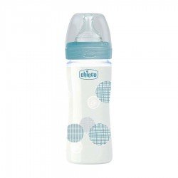Chicco Well Being Glass Bottle Silicone Blue 240ml