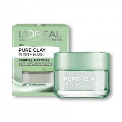 L'Oreal Paris Pure Clay Green Face Mask Purifies and Mattifies 50ml