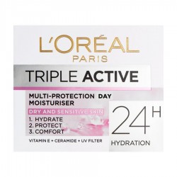 L'Oreal Triple Active Moisturizing And Protective Day Cream For Dry And Sensitive Skin 50ML