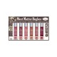 A liquid texture, moisturizes the lips, contains 6 matte